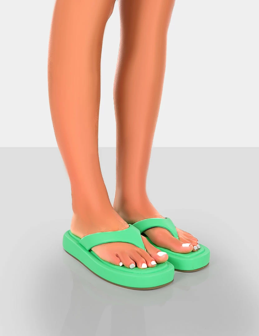 Public Desire UK NEW IN Surfs Up Green Flatform Flip Flop Sandals 2 Public Desire UK NEW IN Surfs Up Green Flatform Flip Flop Sandals