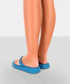 Public Desire UK FLATS Surfs Up Blue Flatform Flip Flop Sandals