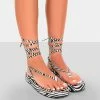 Public Desire UK NEW IN Beach Babe Zebra Lace Up Toe Thong Flatform Sandals