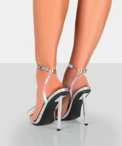 Public Desire UK Gigi Iridescent PU Stiletto Bow Heels NEW IN