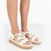 Public Desire UK Festival Sandals Miami Ecru Rope Flatform Lace Up Sandals