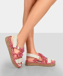 Public Desire UK FLATS Miami Multi Rope Flatform Lace Up Sandals