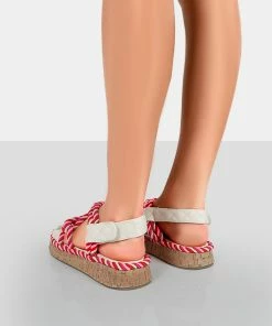 Public Desire UK FLATS Miami Multi Rope Flatform Lace Up Sandals