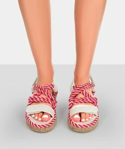 Public Desire UK FLATS Miami Multi Rope Flatform Lace Up Sandals