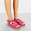 Public Desire UK Miami Pink Rope Flatform Lace Up Sandals FLATS