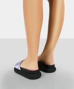 Public Desire UK Demi Lilac Satin Slider Sandals