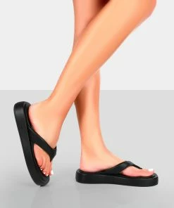 Public Desire UK Surfs Up Black Flatform Flip Flop Sandals NEW IN 6 Public Desire UK Surfs Up Black Flatform Flip Flop Sandals NEW IN