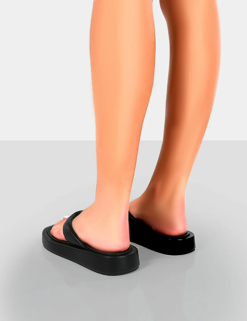 Public Desire UK Surfs Up Black Flatform Flip Flop Sandals NEW IN 2 Public Desire UK Surfs Up Black Flatform Flip Flop Sandals NEW IN