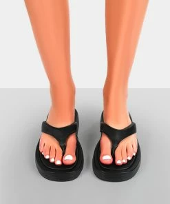 Public Desire UK Surfs Up Black Flatform Flip Flop Sandals NEW IN 7 Public Desire UK Surfs Up Black Flatform Flip Flop Sandals NEW IN