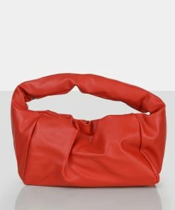 Public Desire UK CROSSBODY AND SHOULDER BAGS The Perla Orange Grain Pu Shoulder Bag