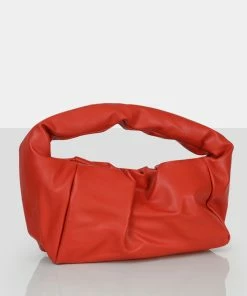 Public Desire UK CROSSBODY AND SHOULDER BAGS The Perla Orange Grain Pu Shoulder Bag