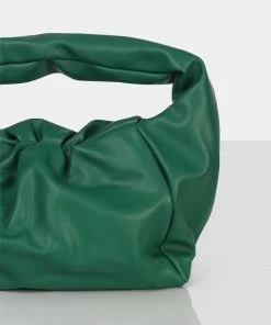Public Desire UK NEW IN The Perla Green Grain Pu Shoulder Bag