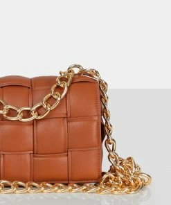 Public Desire UK The Brodie Tan Premium Woven Shoulder Bag Bags