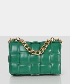 Public Desire UK Bags The Brodie Green Premium Woven Shoulder Bag