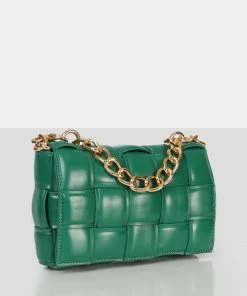 Public Desire UK Bags The Brodie Green Premium Woven Shoulder Bag