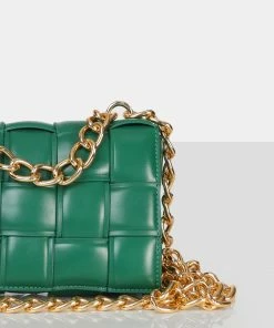 Public Desire UK Bags The Brodie Green Premium Woven Shoulder Bag