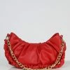 Public Desire UK The Livy Red Grain Pu Chain Shoulder Bag