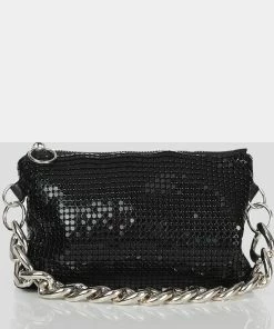 Public Desire UK Bags The Lincoln Black Chainmail Mini Grab Bag