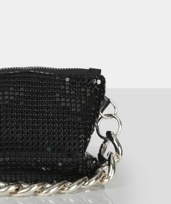 Public Desire UK Bags The Lincoln Black Chainmail Mini Grab Bag