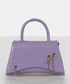 Public Desire UK CROSSBODY AND SHOULDER BAGS The Trista Lilac Croc Arched Mini Handbag