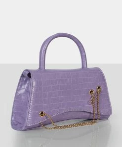 Public Desire UK CROSSBODY AND SHOULDER BAGS The Trista Lilac Croc Arched Mini Handbag