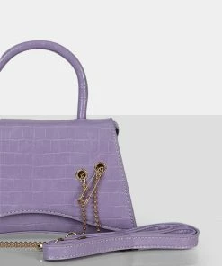 Public Desire UK CROSSBODY AND SHOULDER BAGS The Trista Lilac Croc Arched Mini Handbag