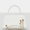 Public Desire UK The Trista White Croc Arched Mini Handbag