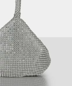 Public Desire UK NEW IN The Lavender Silver Diamante Mini Pouch Party Bag