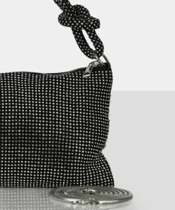 Public Desire UK The Ingrid Black Diamante Zip Up Knot Detail Mini Shoulder Bag CROSSBODY AND SHOULDER BAGS 5 Public Desire UK The Ingrid Black Diamante Zip Up Knot Detail Mini Shoulder Bag CROSSBODY AND SHOULDER BAGS