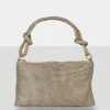 Public Desire UK The Ingrid Gold Diamante Zip Up Knot Detail Mini Shoulder Bag