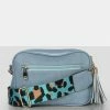 Public Desire UK The Casey Baby Blue Animal Print Strap Zip Up Crossbody Bag