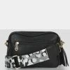 Public Desire UK The Casey Black Animal Print Strap Zip Up Crossbody Bag CROSSBODY AND SHOULDER BAGS