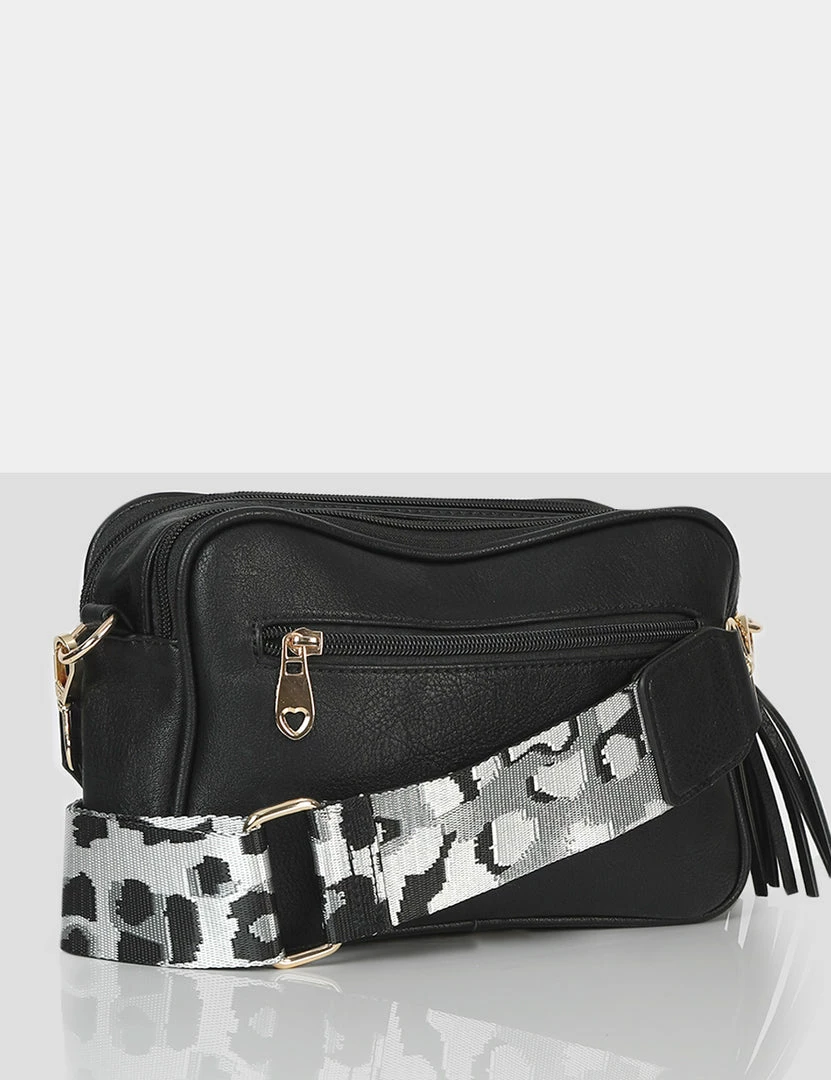 Public Desire UK The Casey Black Animal Print Strap Zip Up Crossbody Bag CROSSBODY AND SHOULDER BAGS 2 Public Desire UK The Casey Black Animal Print Strap Zip Up Crossbody Bag CROSSBODY AND SHOULDER BAGS