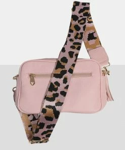 Public Desire UK CROSSBODY AND SHOULDER BAGS The Casey Baby Pink Animal Print Strap Zip Up Crossbody Bag