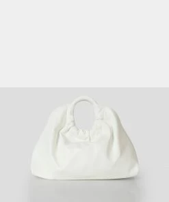 Public Desire UK The Darcie White Round Grab Handle Oversized Clutch Bag