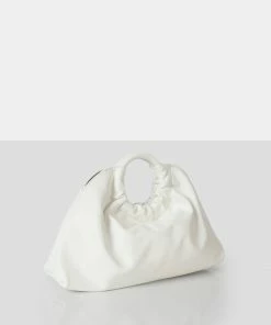 Public Desire UK The Darcie White Round Grab Handle Oversized Clutch Bag