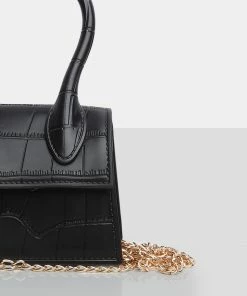 Public Desire UK The Alora Black Rubber Effect Mini Bag