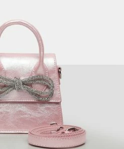 Public Desire UK The Indy Pink Pu Diamante Bow Mini Bag NEW IN