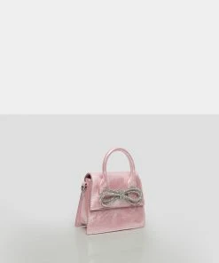 Public Desire UK The Indy Pink Pu Diamante Bow Mini Bag NEW IN