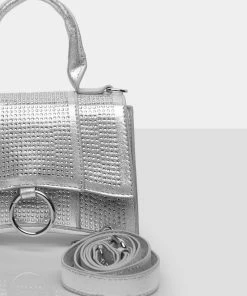 Public Desire UK The Raina Silver Diamante Mini Handbag NEW IN