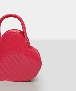 Public Desire UK The Roux Bright Pink Croc Heart Grab Bag