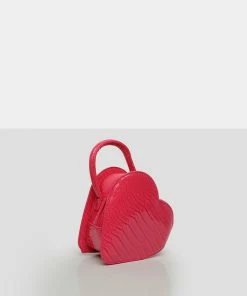 Public Desire UK The Roux Bright Pink Croc Heart Grab Bag