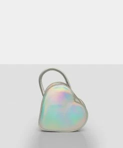 Public Desire UK The Roux Iridescent Croc Heart Grab Bag
