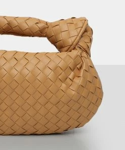 Public Desire UK NEW IN The Blame Tan Weave Knot Handbag