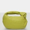 Public Desire UK The Blame Chartreusse Lime Weave Knot Handbag