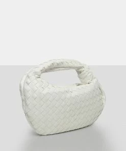 Public Desire UK NEW IN The Blame White Weave Knot Handbag