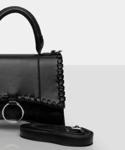 Public Desire UK The Roxi Black Plaited Edge Mini Handbag Bags