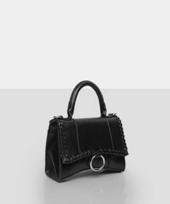 Public Desire UK The Roxi Black Plaited Edge Mini Handbag Bags