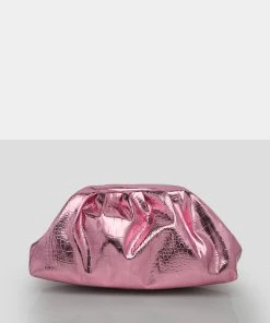 Public Desire UK The Project Metallic Pink Clutch Bag NEW IN