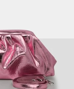 Public Desire UK The Project Metallic Pink Clutch Bag NEW IN